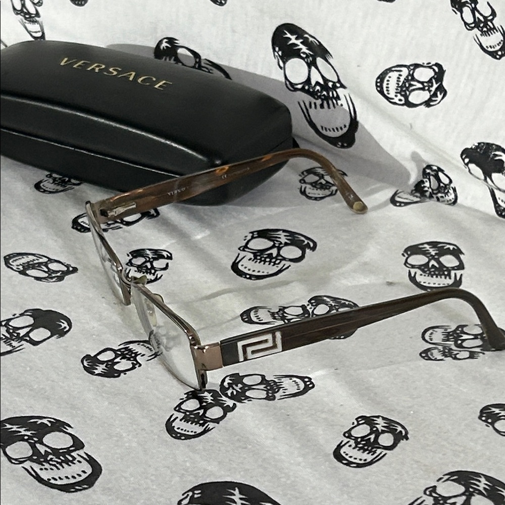 Versace Mod. 1168-H 1013 Brown Metal Rectangle Eyeglasses Frames 52-16 135 Italy